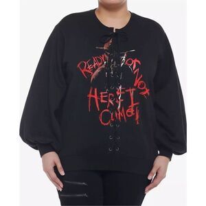 Hot Topic A Nightmare On Elm Street Lace-Up Sweatshirt Plus Size 3 Nwt